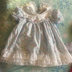 Floral Lace Trim Kids Casual Dress